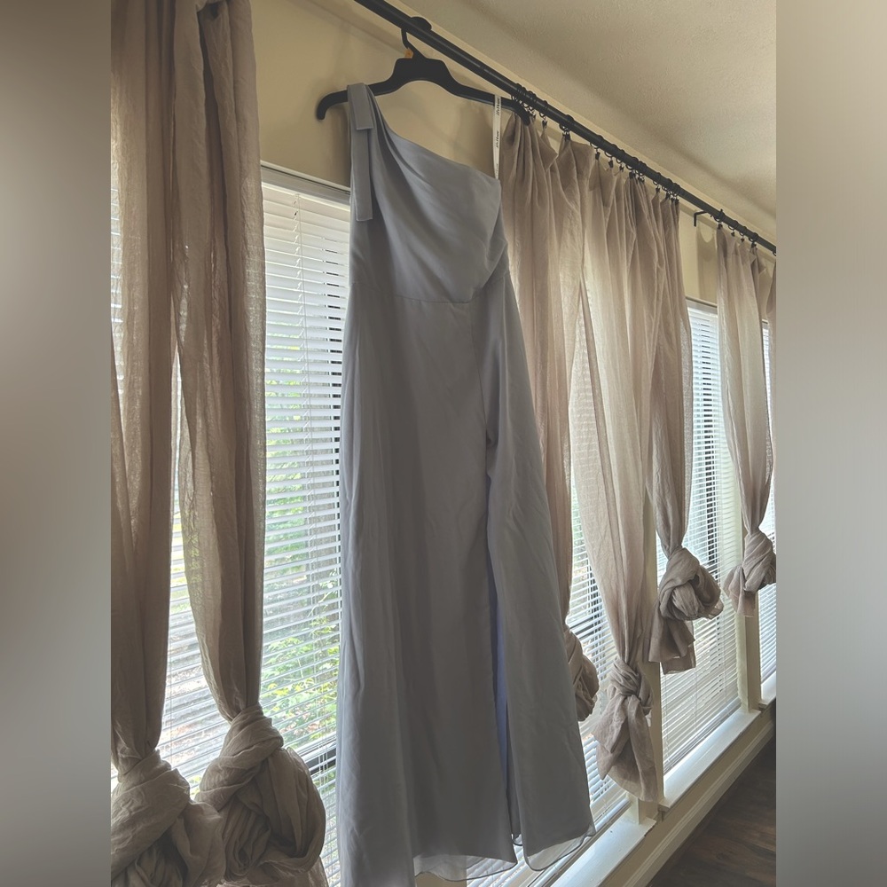 Elegant One-Shoulder Light Blue Bridesmaid Dress